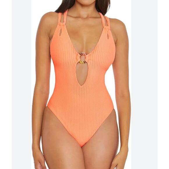 Becca One Piece Swimsuit, Orange, Size M, NWOT - Picture 1 of 5